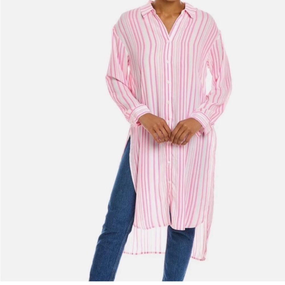 Vince Camuto Garden Romance Button Up Front Tie Shirt M